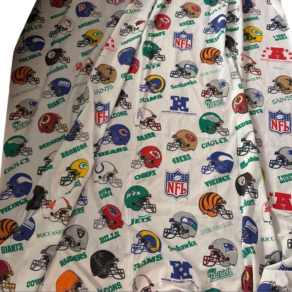 Vintage NFL Team Logo Fabric Twin Sheet 1993 American Football Conference Helmet